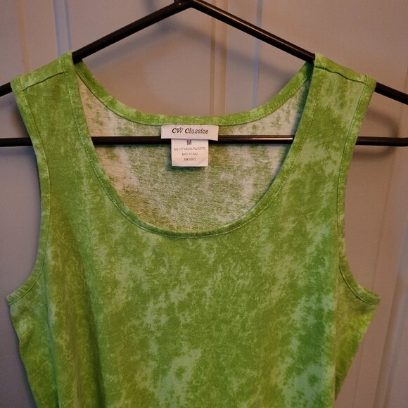 CW Classics Sleeveless Green Dress with Palm Trees Misses Medium - Picture 3 of 5